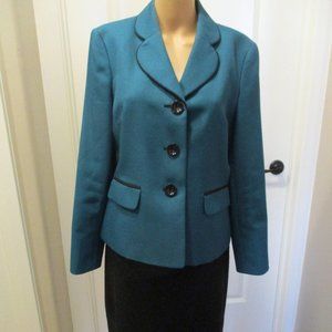 Le Suit sz 10 Lt Blue & Black Skirt Suit